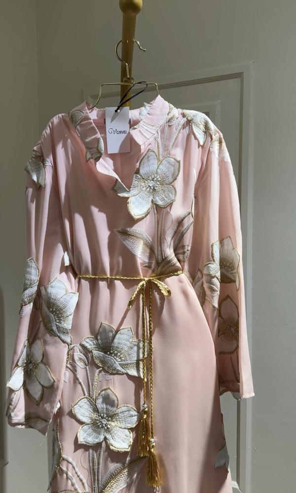 Ramadan gown with embroidered coral