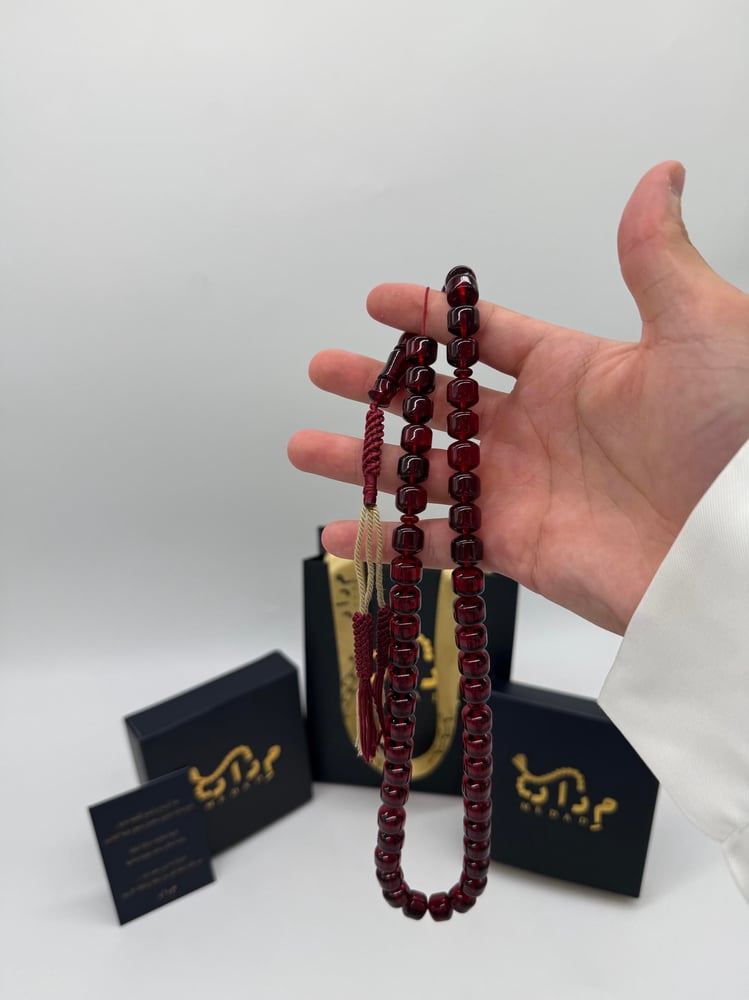 Saffron red prayer beads - Karkousha Tafsail