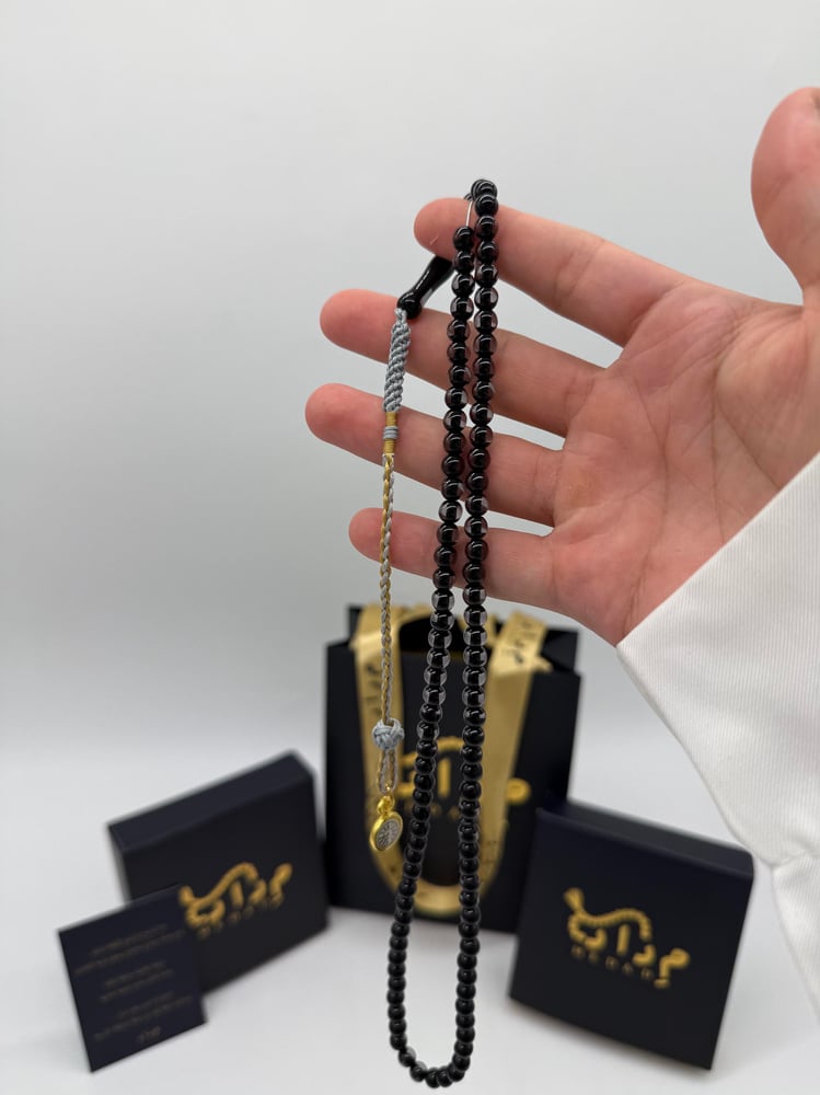 Black transparent beaded rosary - watch charm