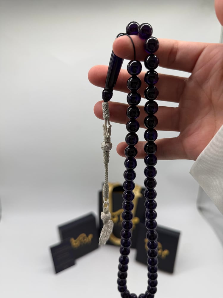 Dark chameleon-colored beaded rosary - copper tassel