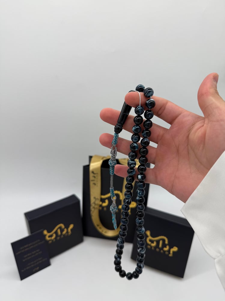 Turquoise colored beaded rosary mixed - copper tabarzuna