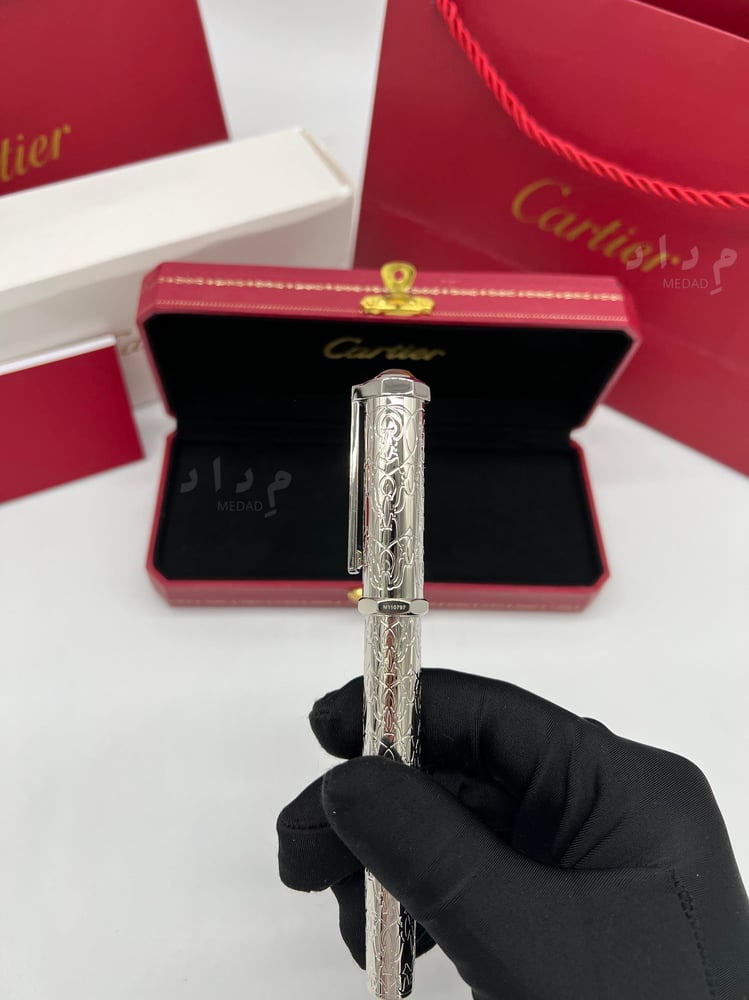 قلم كارتير فضي نقش حجر ذهبي Golden Stone Edition