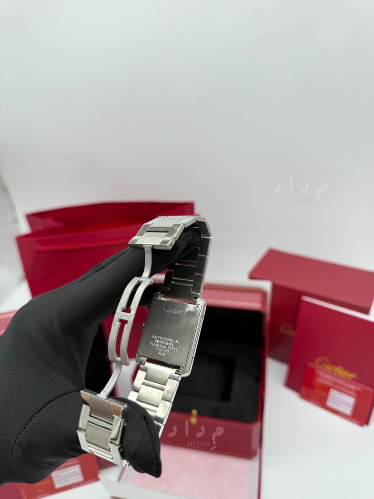 ساعة كارتير تانك سوار معدن | Cartier Tank Black