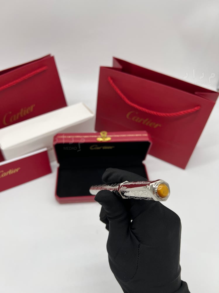 قلم كارتير فضي نقش حجر ذهبي Golden Stone Edition