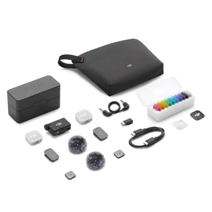 ميكروفون DJI ميني 2 (2 جهاز إرسال + 1 جهاز استقبال + علبة شحن)