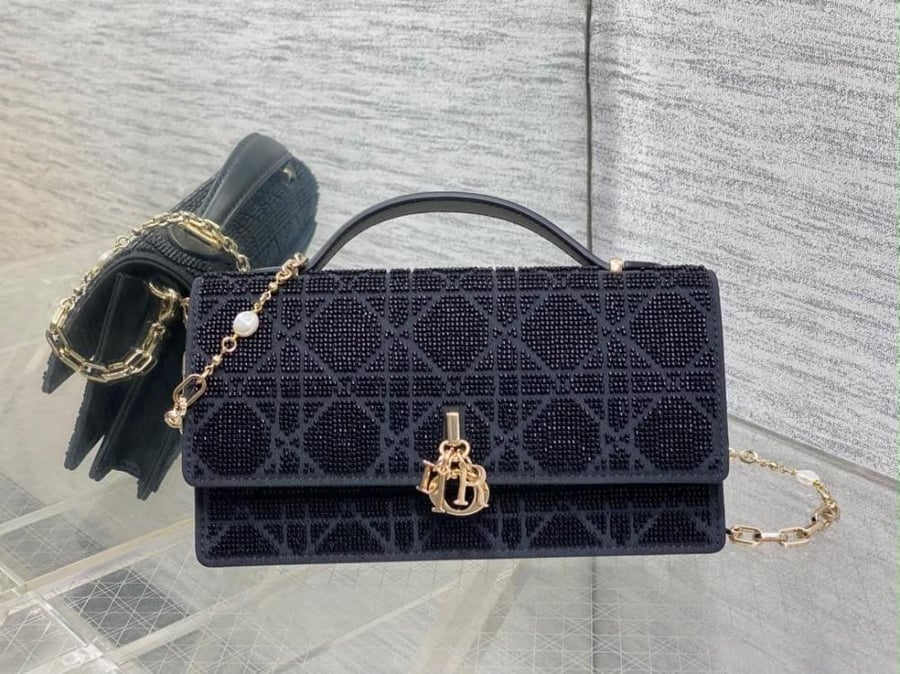 حقيبة My Dior بكاناج مطرّز بالخرز - أسود