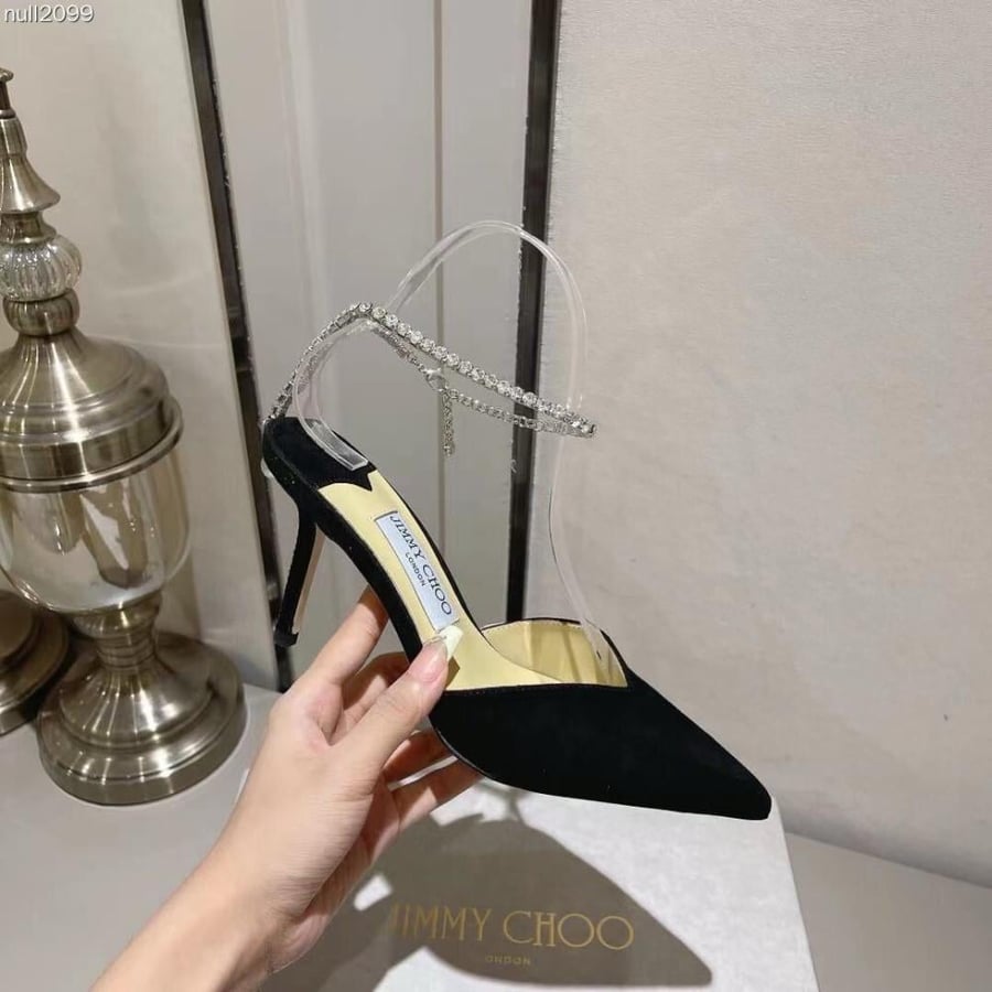 حذاء سايدا 100 بكعب أسود مزين بالكريستال من جيمي تشو