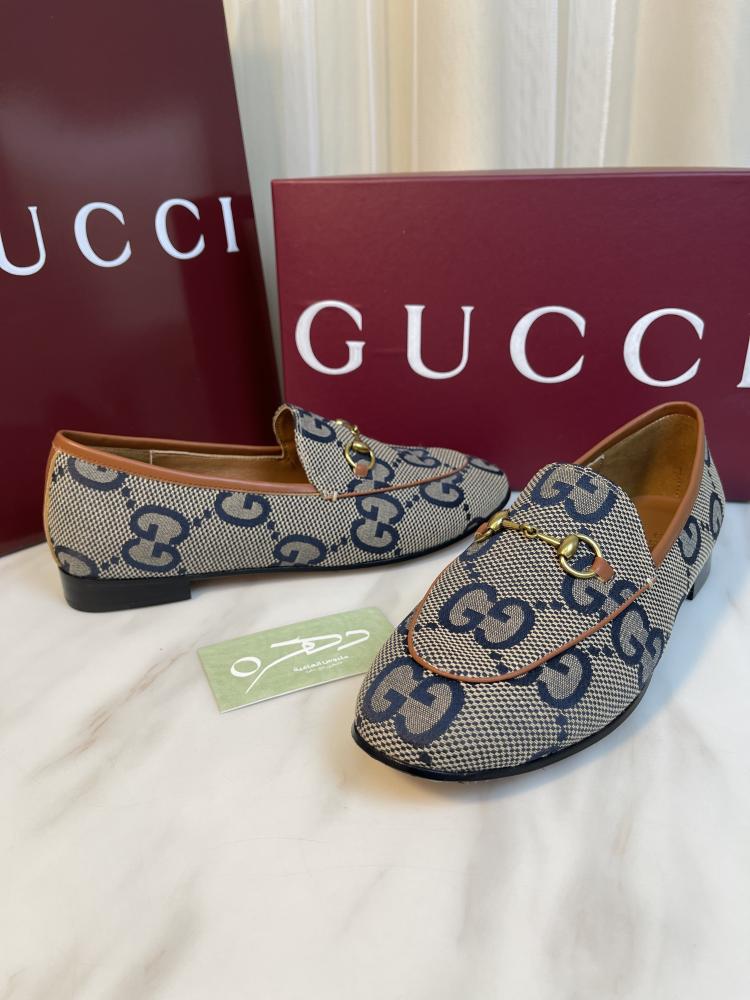 حذاء Gucci بنقشة GG - كحلي مع بني
