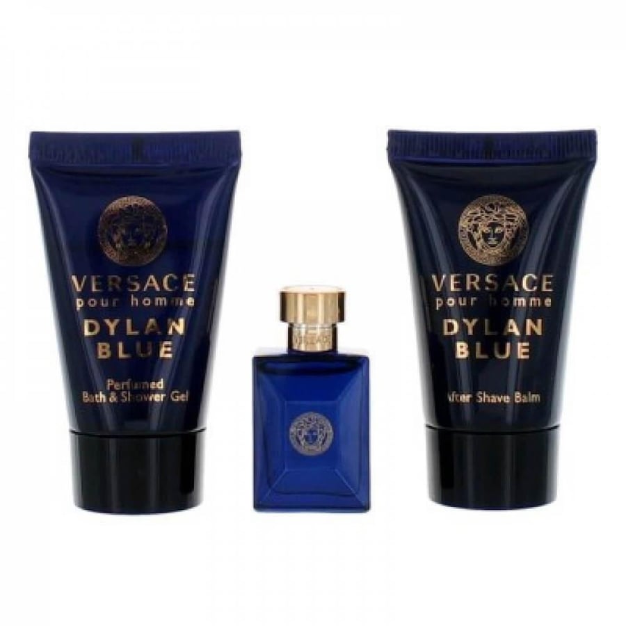 Versace Dylan Blue men's set, 3 pieces: 5ml perfume, 25ml shower gel, 25ml after shave