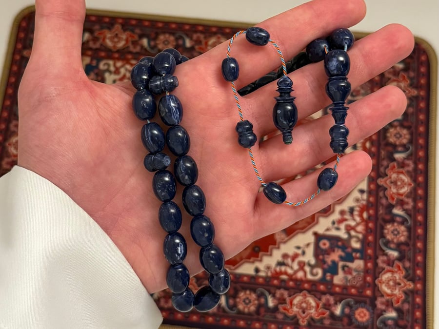 مسباح بولنق كحلي معرق (بيضاوي)