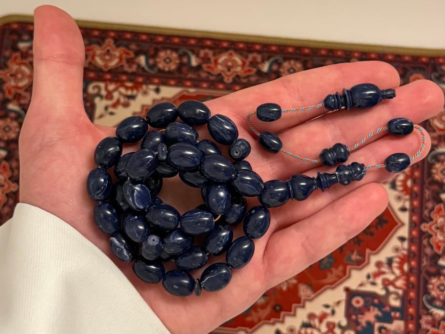 مسباح بولنق كحلي معرق (بيضاوي)
