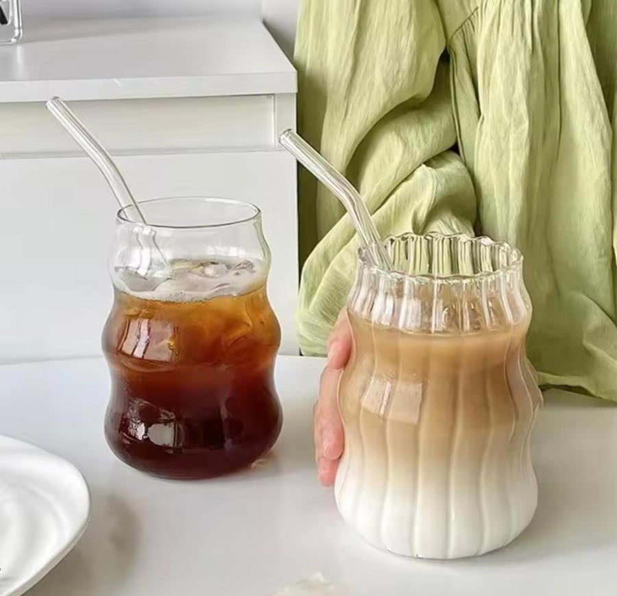550 ml transparent glass bubble tea cups with cup straws, beer, strawberry, milk, juice, coffee, mug, drinkware, party cup