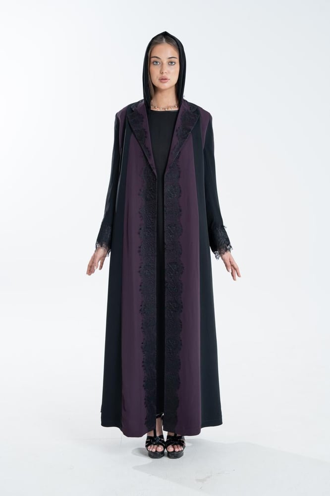 Luna Fashion Abaya Black & Drack Purple