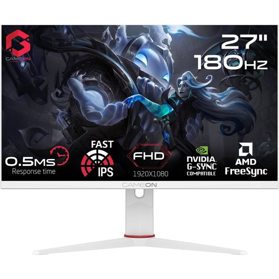 GAMEON Artic Pro-Series 27-Inch FHD 180Hz IPS Gaming Monitor – White