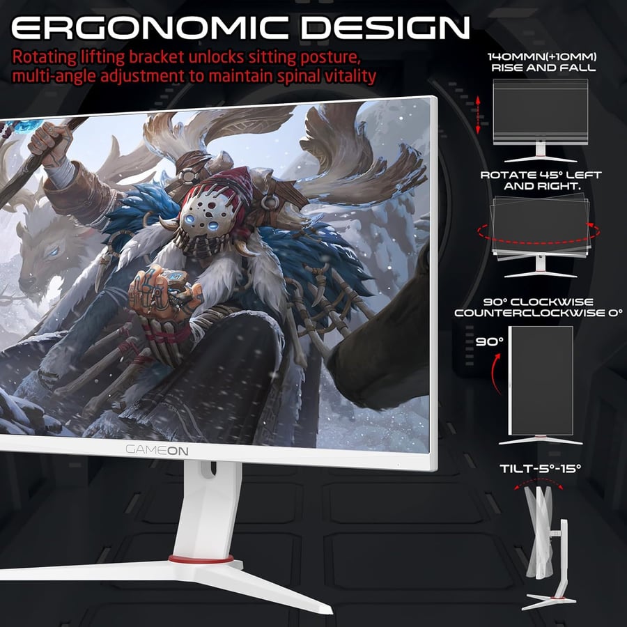 GAMEON Artic Pro-Series 27-Inch FHD 180Hz IPS Gaming Monitor – White
