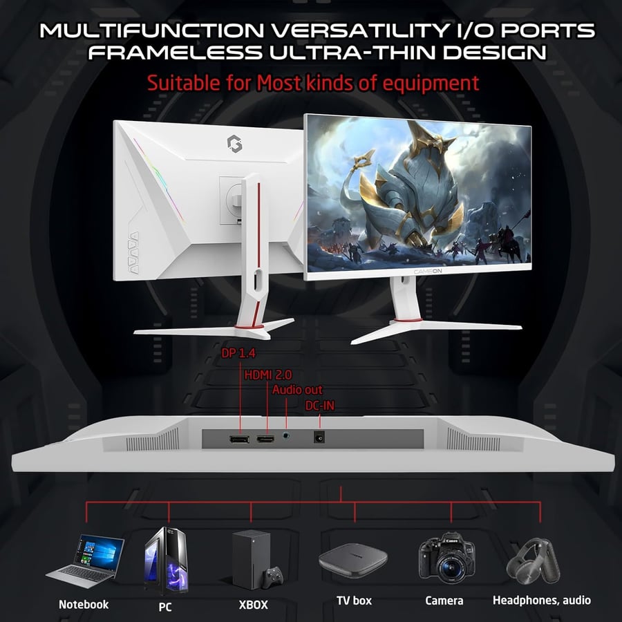 GAMEON Artic Pro-Series 27-Inch FHD 180Hz IPS Gaming Monitor – White