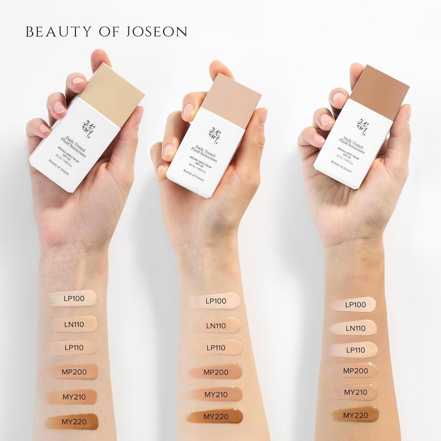 Beauty of Joseon Daily Tinted Fluid Sunscreen 50ml | Moisturizing SPF 40 Korean Skincare, 12 Shades