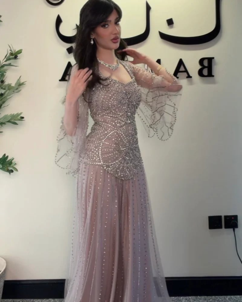 فستان روان كم طويل