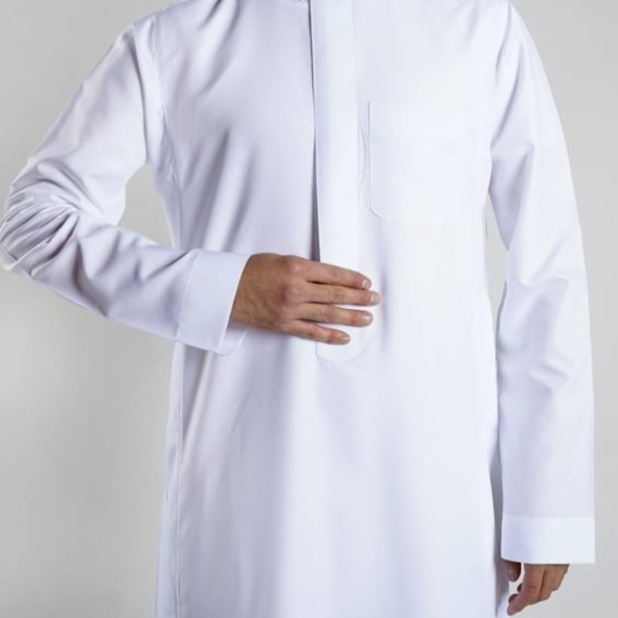 ثوب الدفه رجالي || سحاب ساده ابيض وكريم