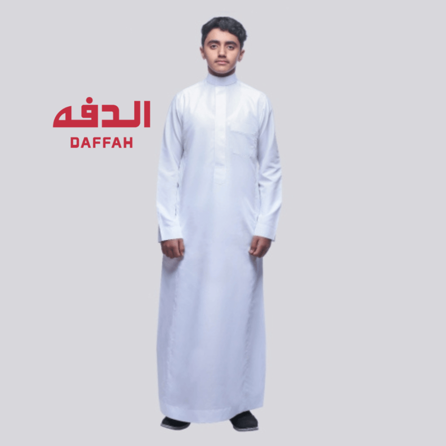 ثوب الدفه شبابي سحاب ابيض وكريم