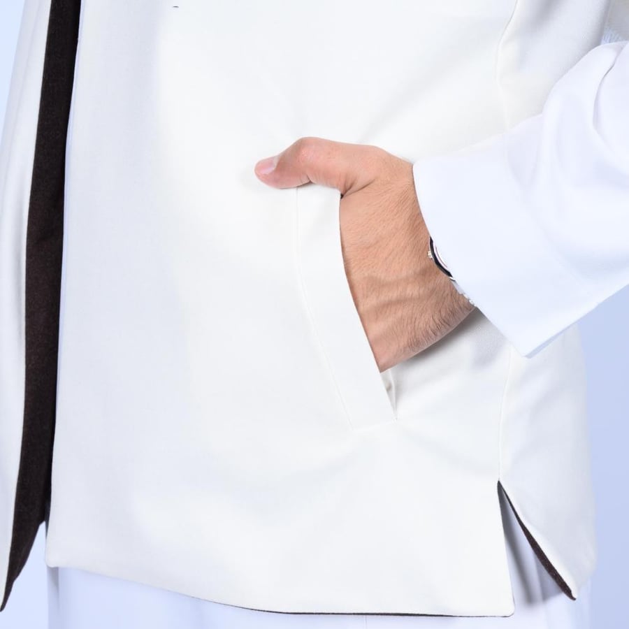 سديري رجالي دبل فيس بني غامق أبيض