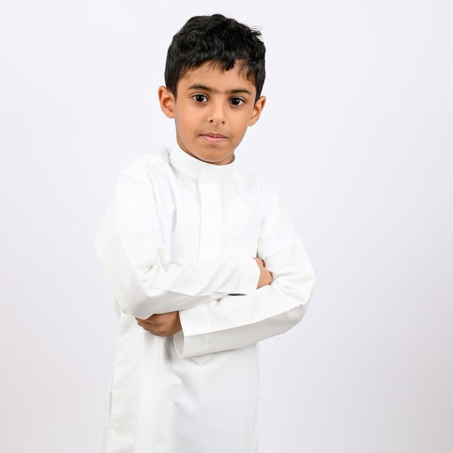 ثوب السفير ولادي (ابيض وكريم سحاب )