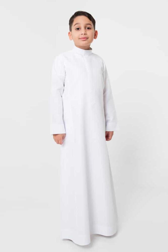 ثوب الدفه سحاب اطفال ابيض وكريم صيفي