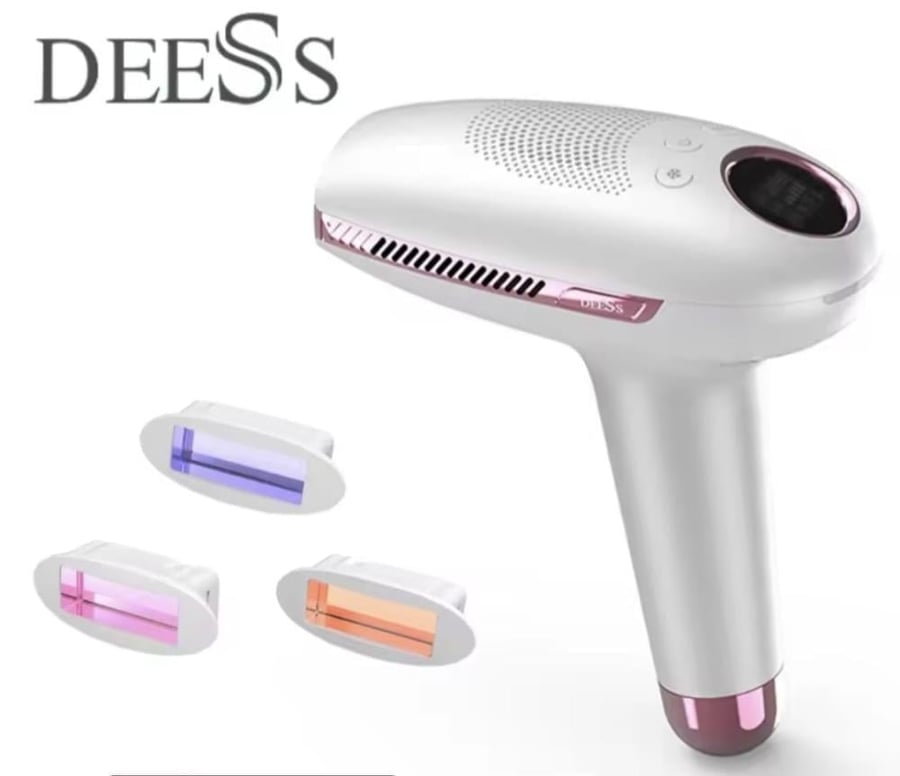 Laser device for hair removal with cooling feature and unlimited flashes for face, bikini, and body hair removal (Tabby and Tamara installments)