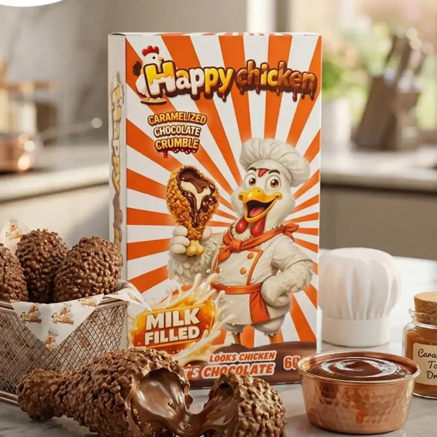 شوكولاتة هابي تشيكن محشية بالحليب والكراميل محشية –كرنشي Happy Chicken