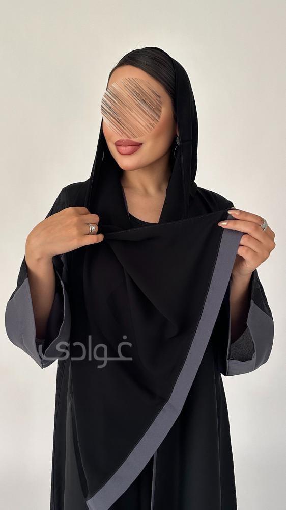 سعر عبايات كلوش سوداء بتداخل قماش جاكار - غوادي
