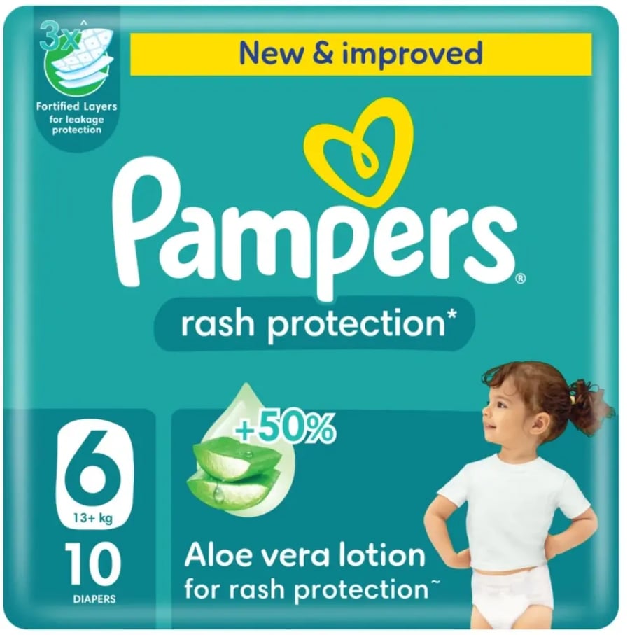 Pampers Rash Protection Taped Diapers Size 6 Giant Pack 46 Count