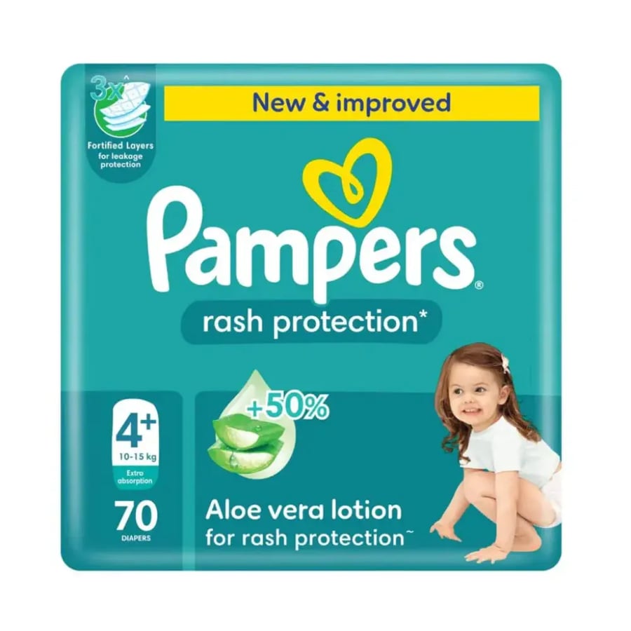 Pampers Anti-Rash Diapers with Taped Straps Size 4 Plus 70 Diapers