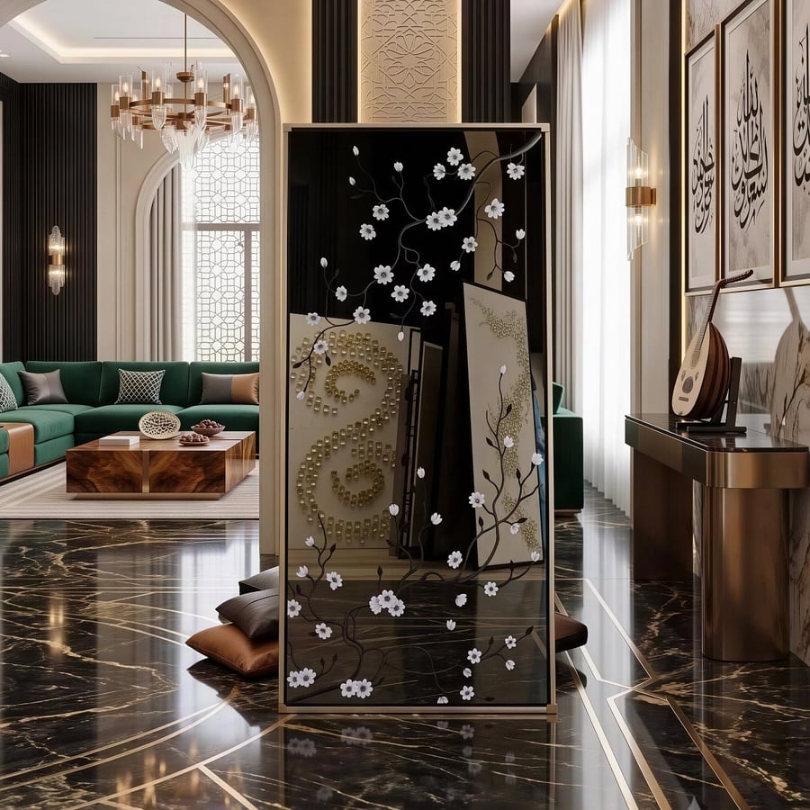 مرايا جدارية فاخرة مزينة برسومات فنية راقية لديكور المداخل والمجالس