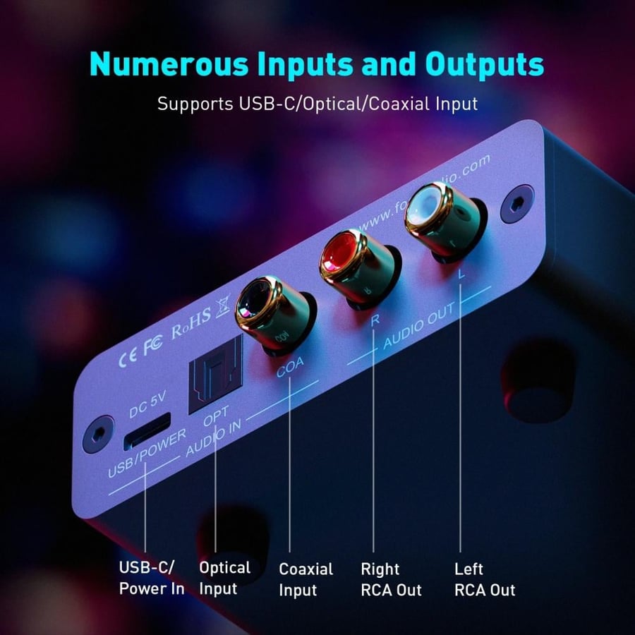 Fosi Audio K5 PRO Gaming USB DAC With Microphone Headphone Amplifier Desktop Mini Audio DAC Amp For PS5 PC