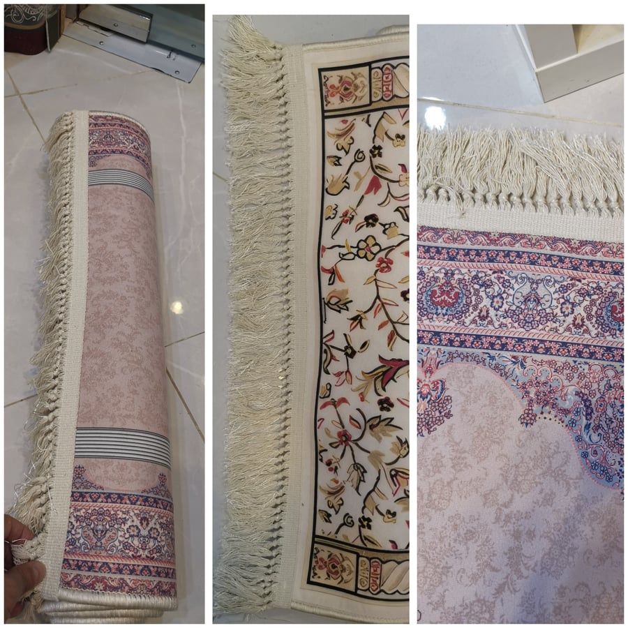 سجادة صلاة.. مانع للانزلاق بشراشيب هاند ميد يدوي طويل من روائع النقوش الفارسية. بمقاس120x70 _ألوان متعددة حسب المتوفر _من # سجادتك
