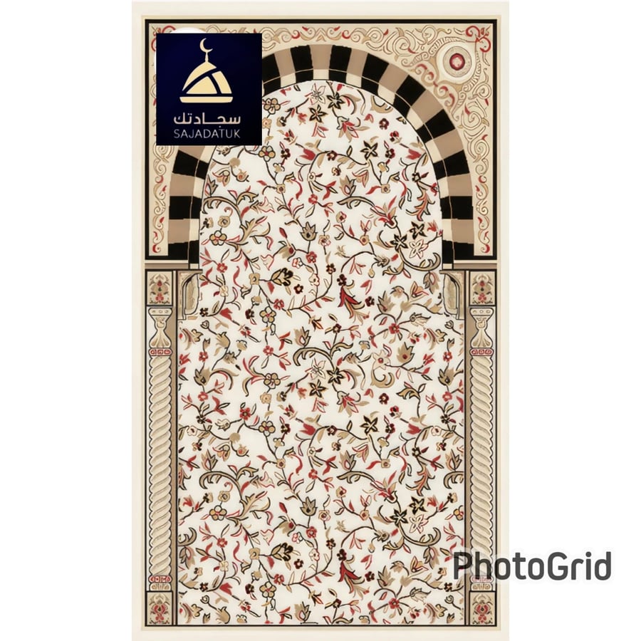 سجادة صلاة. مانع للانزلاق بشراشيب هاند ميد يدوي طويل نقش الروضة الشريفة بيج روعة بمقاس120x70 _ألوان متعددة حسب المتوفر. من # سجادتك