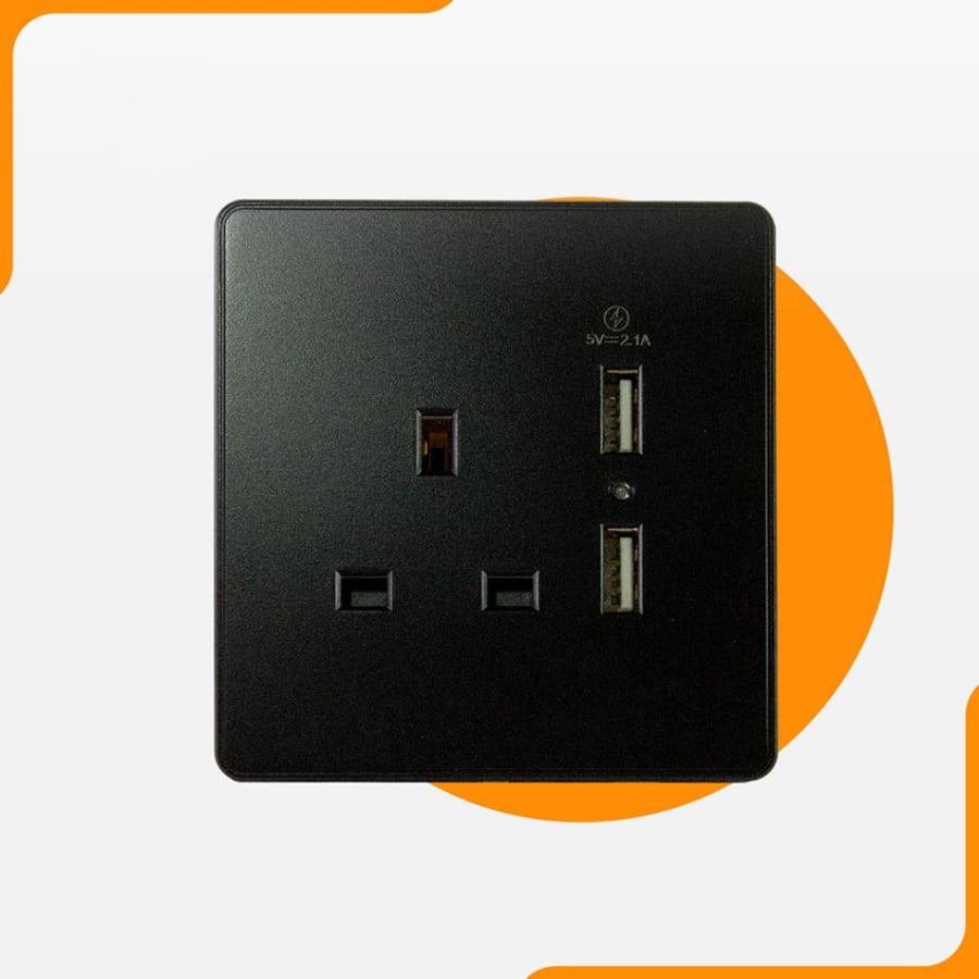 فيش بيانو ثلاثي مع مدخلين USB  أسود