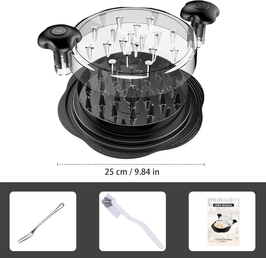 Chicken cutting tool and shawarma making, easy meat grinder machine, anti-slip design, comfortable handle, safe and BPA free, perfect for shawarma, chicken, and beef
