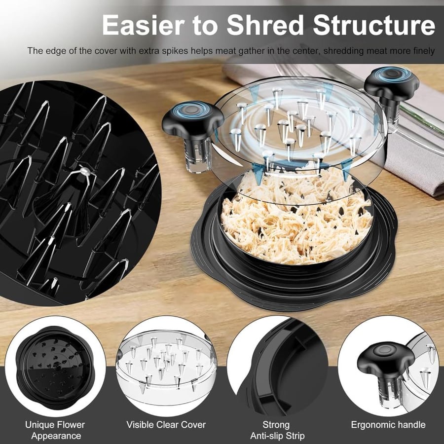 Chicken cutting tool and shawarma making, easy meat grinder machine, anti-slip design, comfortable handle, safe and BPA free, perfect for shawarma, chicken, and beef