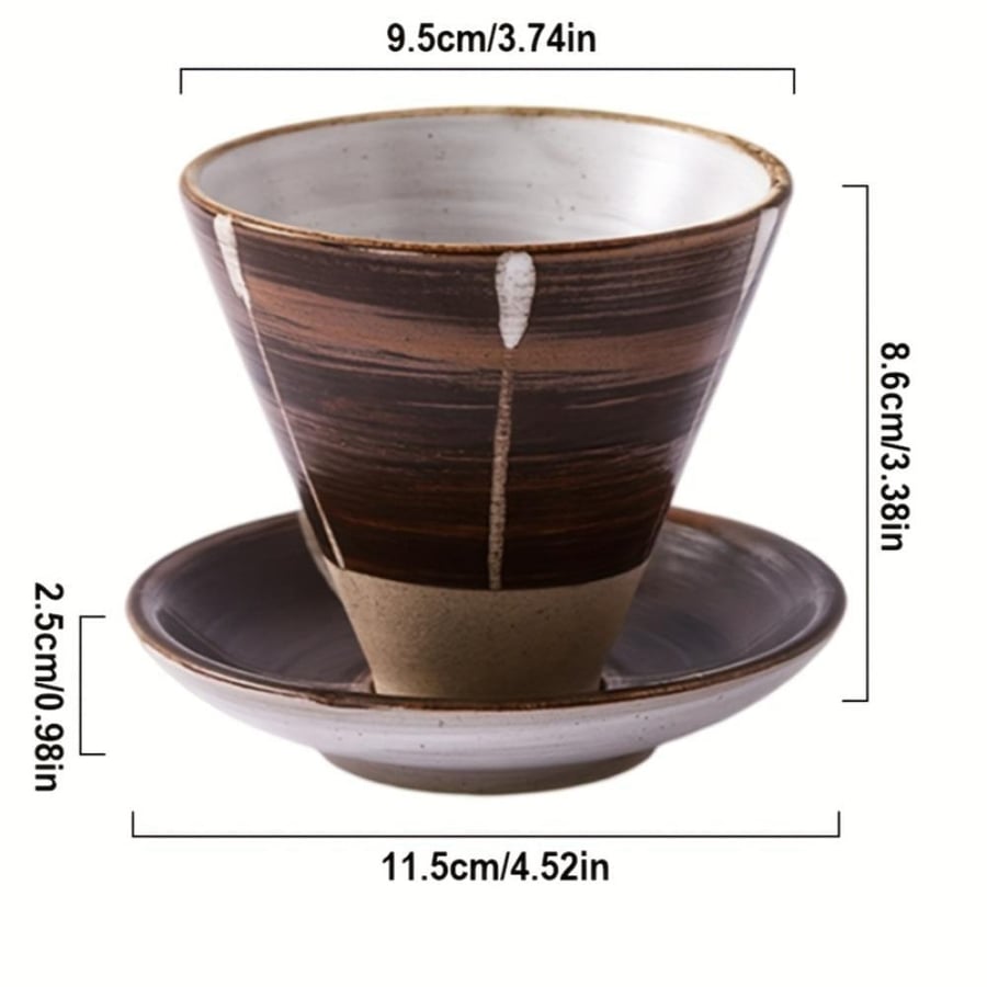 كوب كابتشينو سيراميك ياباني 200ML مع صحن