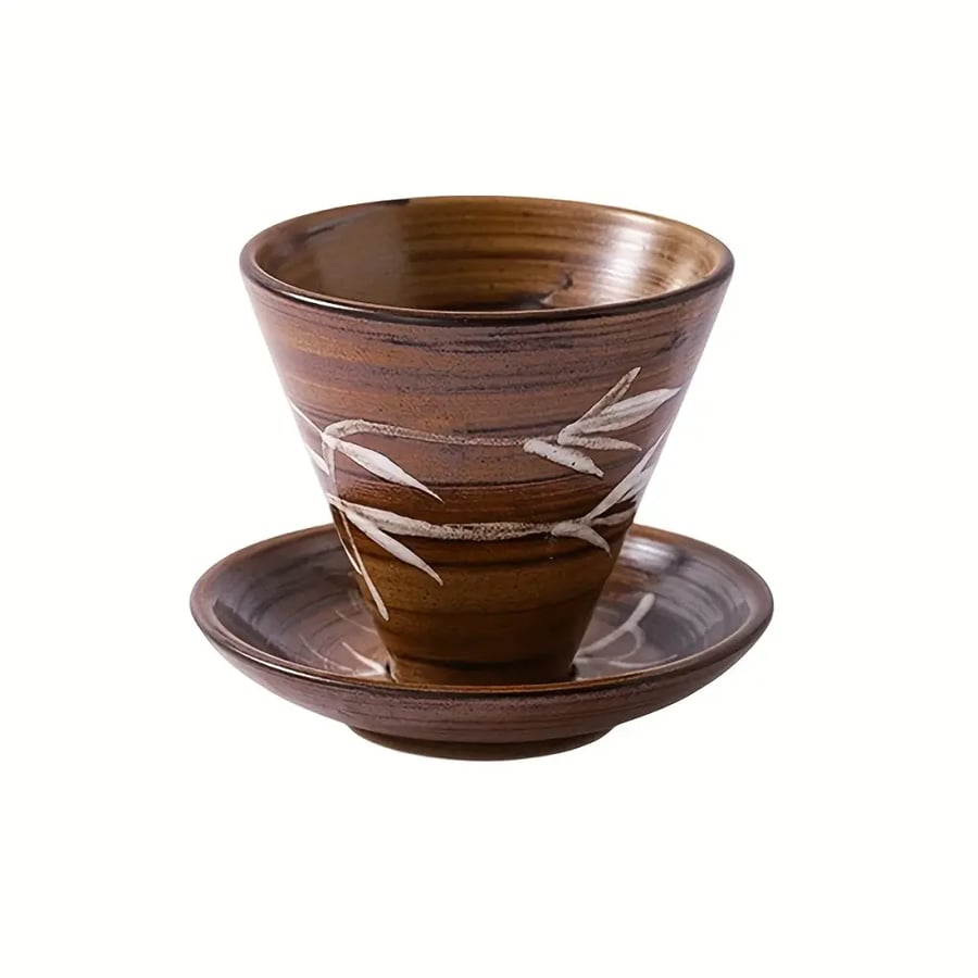 كوب كابتشينو سيراميك ياباني 200ML مع صحن