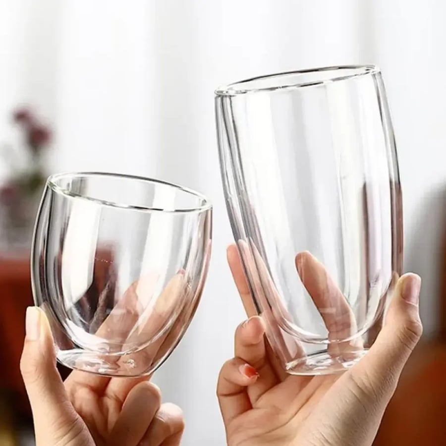 كوب زجاجي مزدوج 250-450ML
