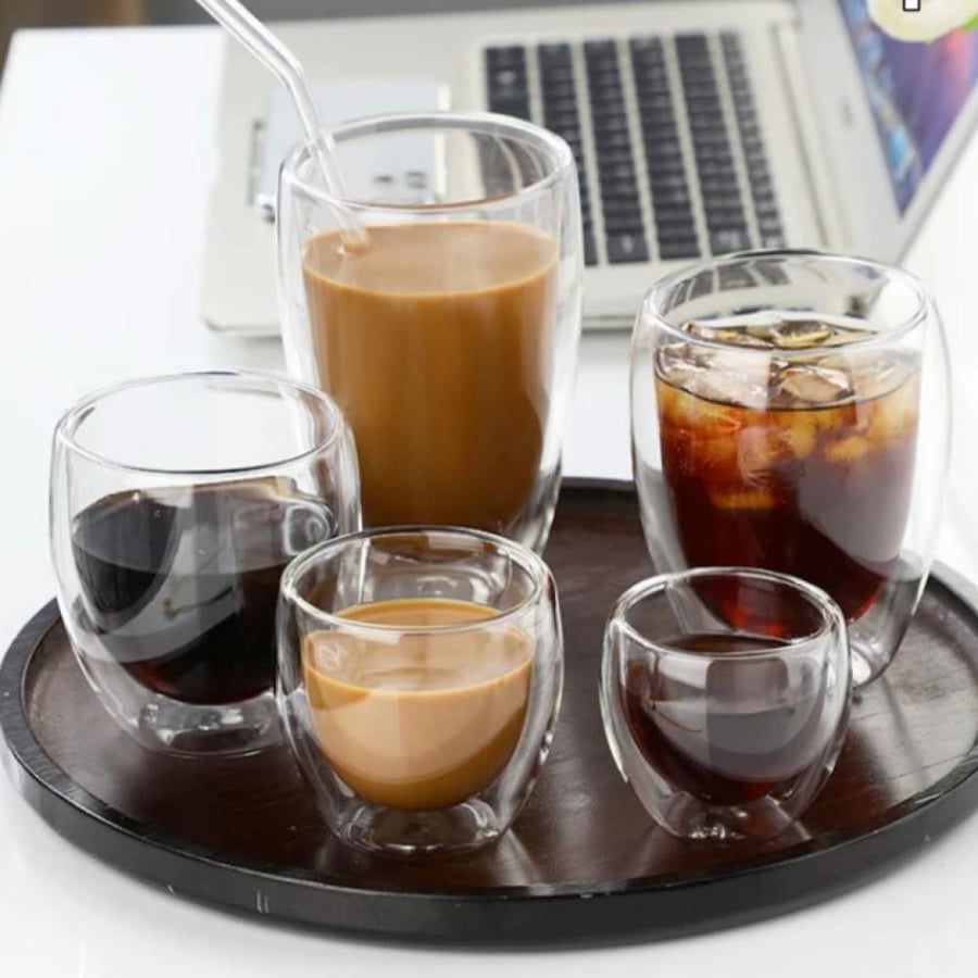 كوب زجاجي مزدوج 250-450ML