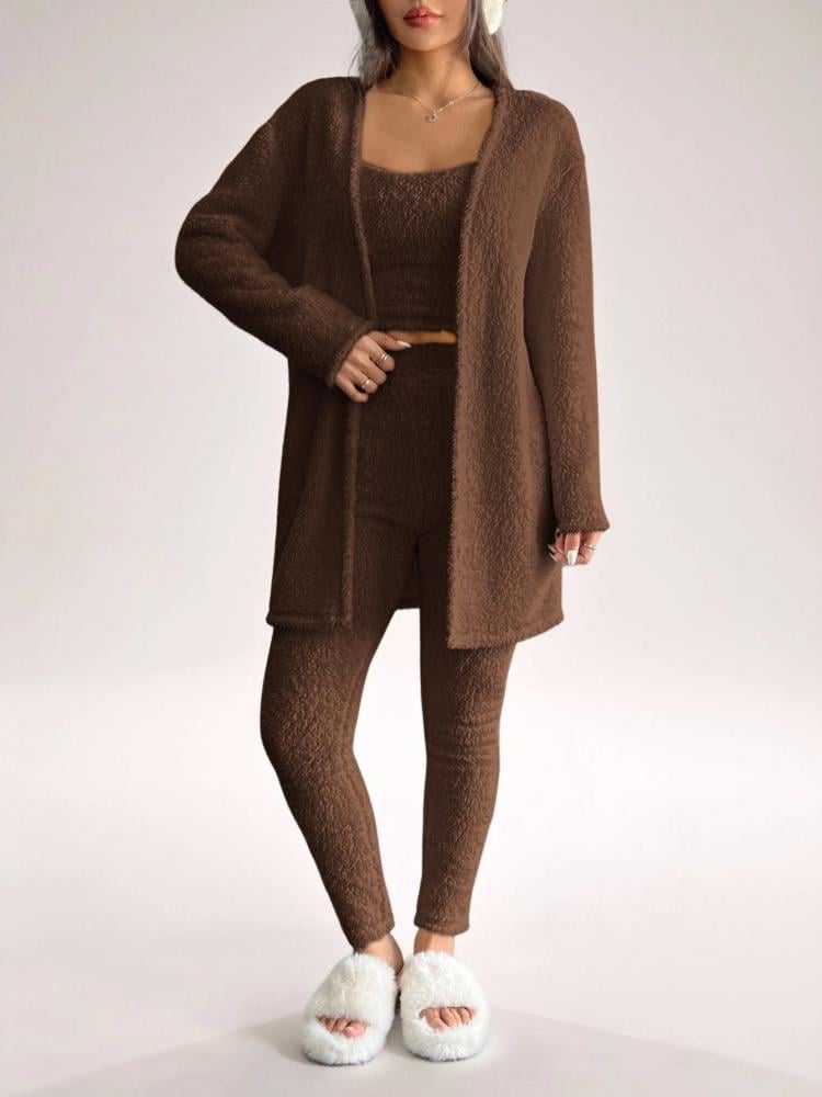 SHEIN PETITE مجموعة كنزة صوفية كارديجان بأكمام طويلة