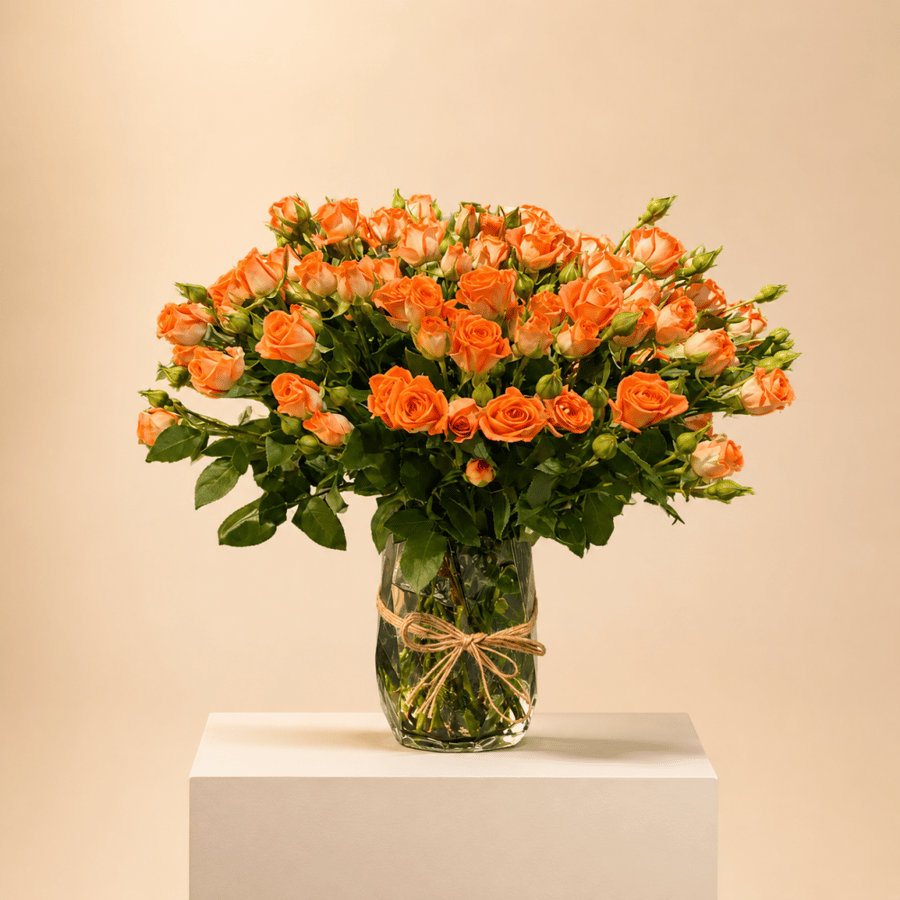 Orange spray flower vase