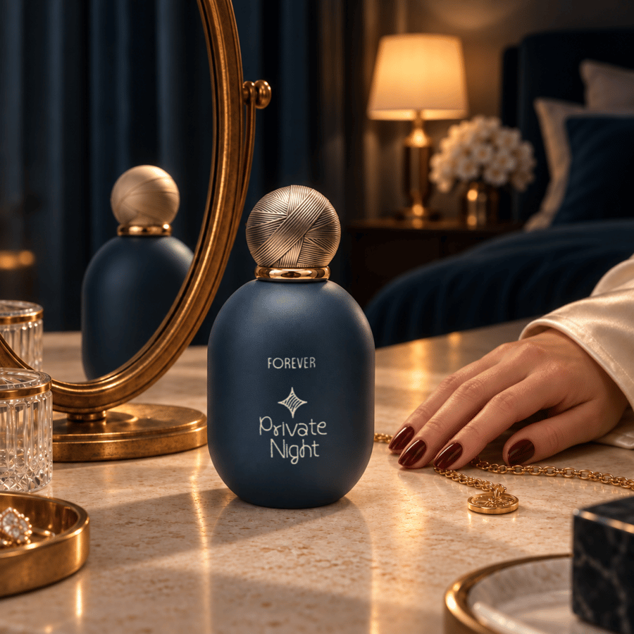 عطر فوريفر FOREVER من برايفت نايت 100 مل بعبوة كحلية وغطاء ذهبي