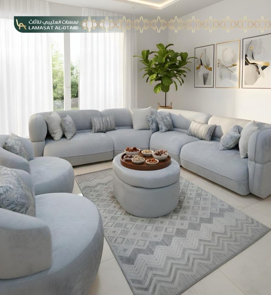 طقم كنب مدور حرف L