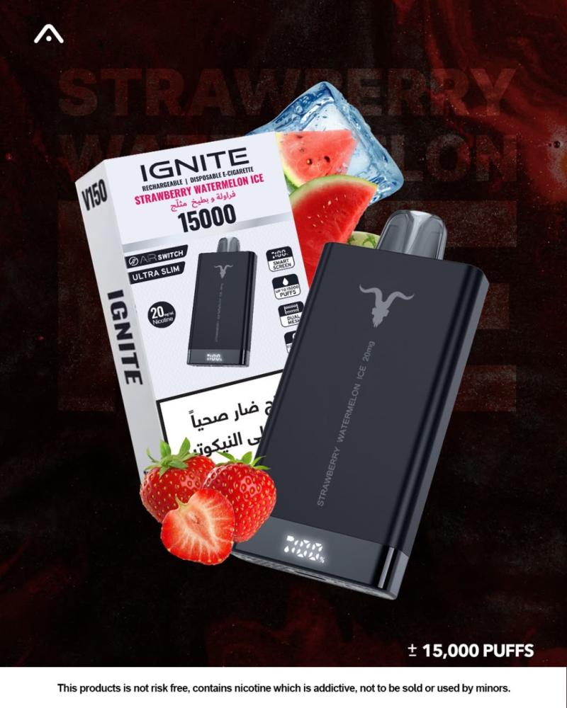 سحبة اجنايت V150 15 ألف فراولة بطيخ آيس | IGNITE V150 15000 PUFFS STRAWBERRY WATERMELON ICE