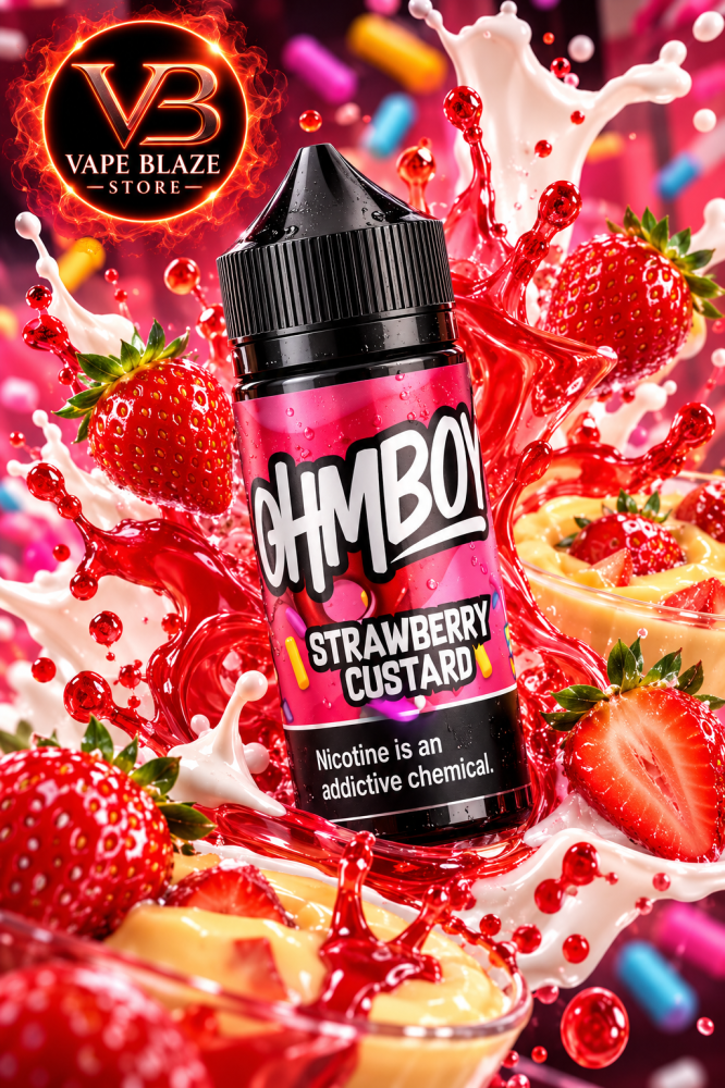 شمبو ستروبيري كاسترد فراولة 100 مل نيكوتين 3 – CHMBO Strawberry Custard
