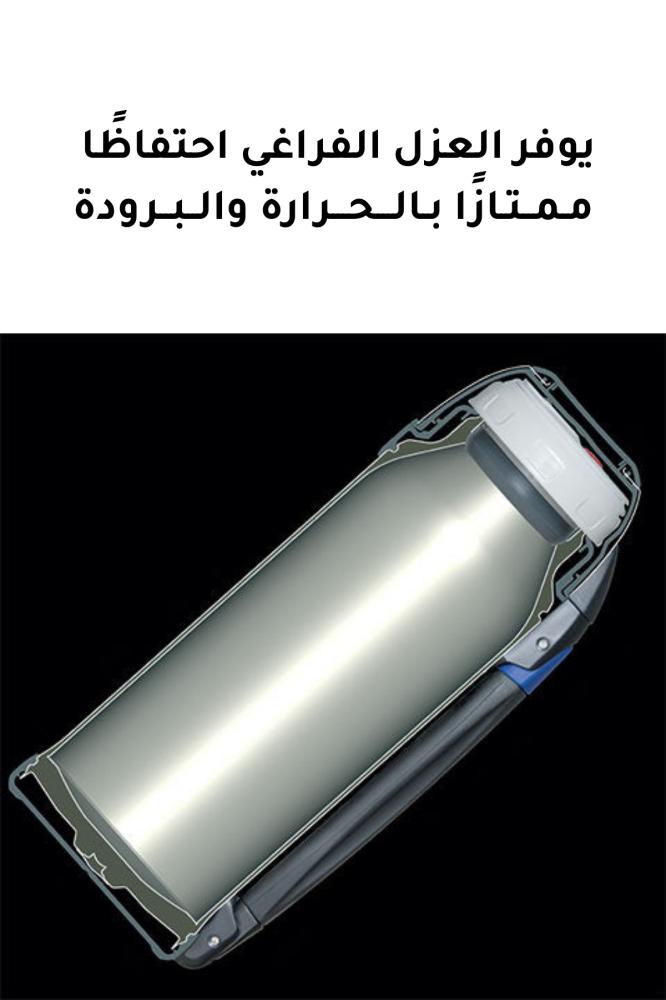 زمزمية أبو فيل ستانلس ستيل – سعة 1.5لتر – عزل حراري – مع كوب مدمج وحزام حمل – موديل SF-CC20